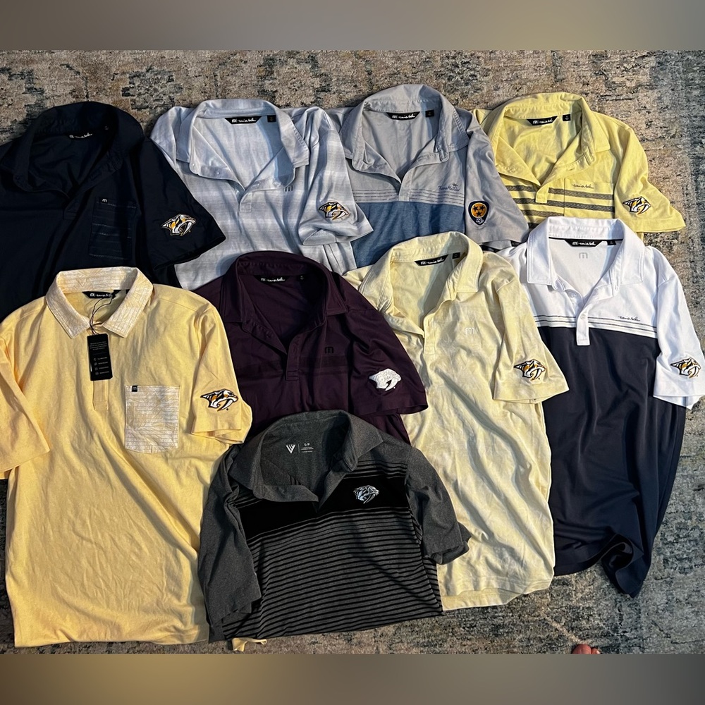 Bundle of Nine (9) Nashville Predators Men’s Polos Travis Mathew LevelWear NHL